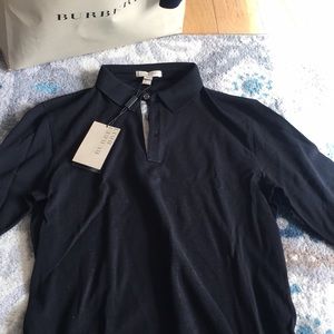 Burberry Men’s long sleeve black polo